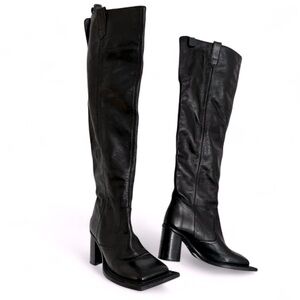 black leather Nina Mounah thigh high boots size 9